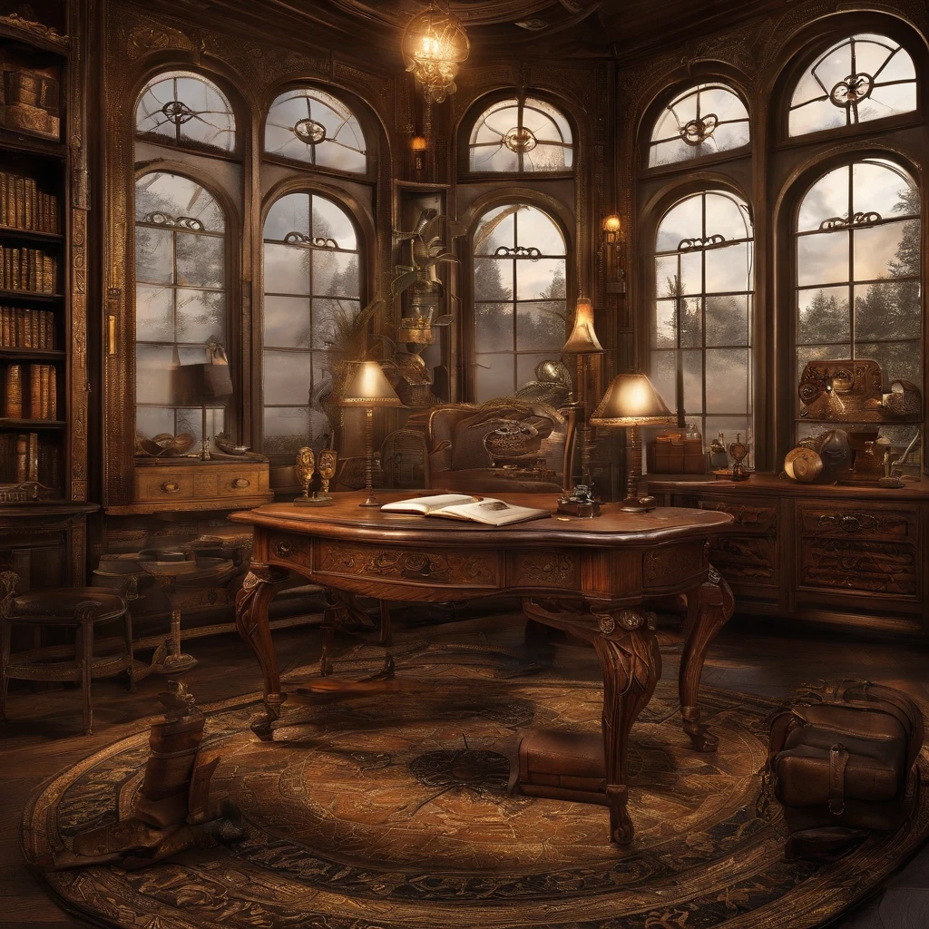 A lovely study room,There was a cup of coffee on the table,There are a lot of decorations, Pictures and books,There is also an open window,You can enjoy the night view under the starry sky,There are no characters in the room,The bookshelves are gorgeous,Sunlight was shining through the room,The room was warm and bright,Full of life
