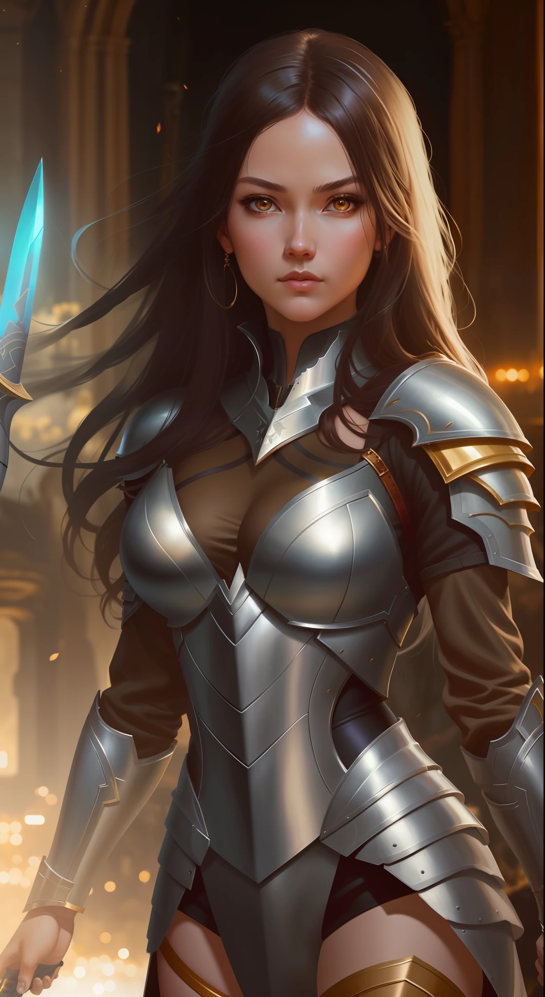 a close up of a woman in armor holding a sword, extremely detailed artgerm, artgerm. high detail, ig model | artgerm, wlop | artgerm, artgerm detailed, concept art | artgerm, style artgerm, artgerm. anime illustration, artgerm on artstation pixiv