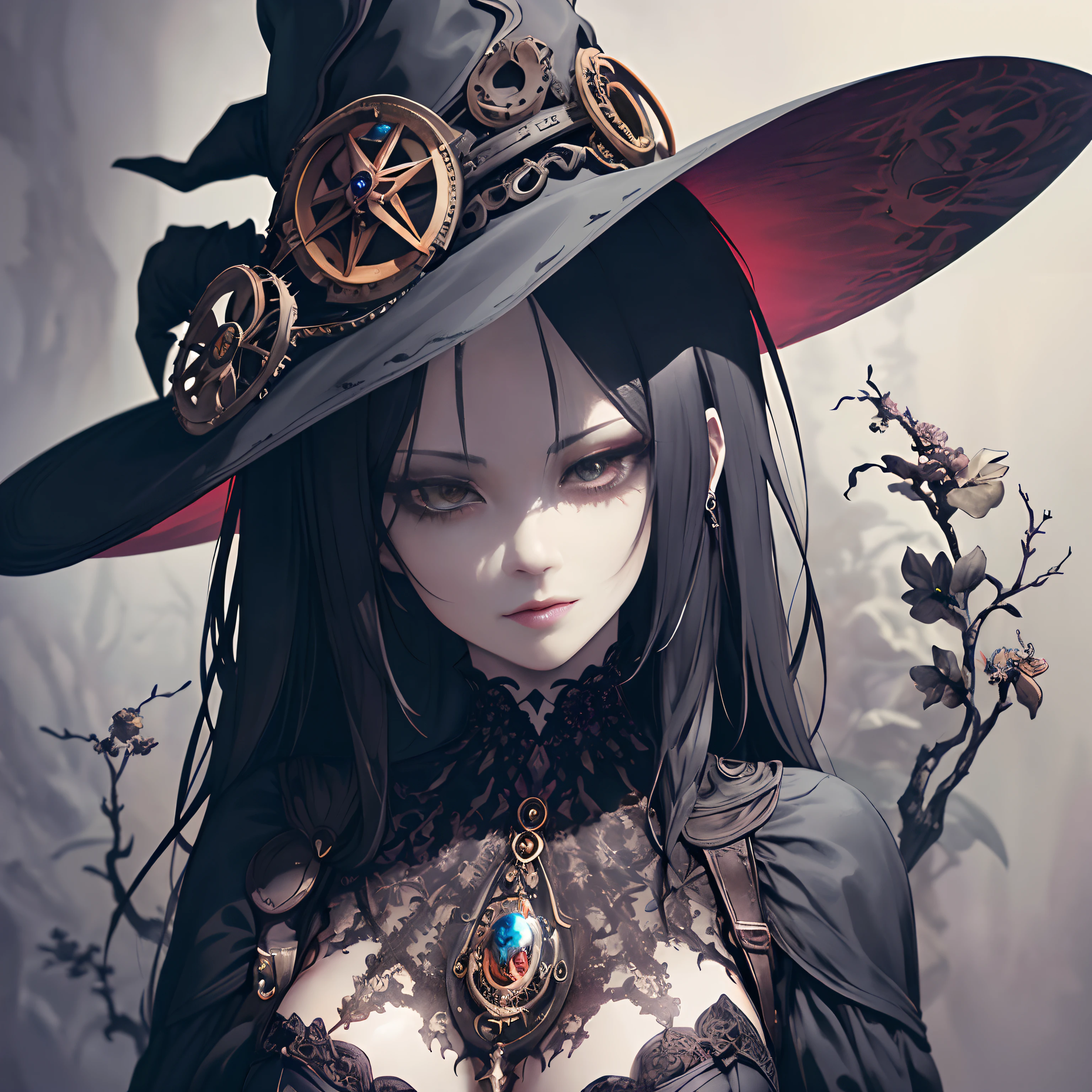 /imagine
Create mixed media art using ink painting and acrylic art to depict a ((bruxa aranha)) (((with a magical witch's hat studded with beautiful and rare black jewelry, Most Beautiful Hat of All Witches)))((reviravolta criativa)). Infundir elementos de energia escura, Of ((Steampunk)) e ((lo gothic)) Art styles to give the character a unique look. The spider witch should stand out with intricate details on her outfits and accessories. O plano de fundo deve apresentar um ((Mechanicalgirl)) e ((Ethereal)) Ambiente. Utilize um ((macro mola | |)) para uma foto em close-up, Photius on the intricate features of the witch. Take inspiration from Steampunk and Gothic artists for a creative mix of styles.
Estilos de Arte: Steampunk, Gothic
Camera Capture: close-up
Camera lens: Macro Lens
Rendering Style: Mixed media (Paint painting and acrylic art)
resolution: High Resolution
Lighting: A combination of mechanical and ethereal lighting
, misterioso