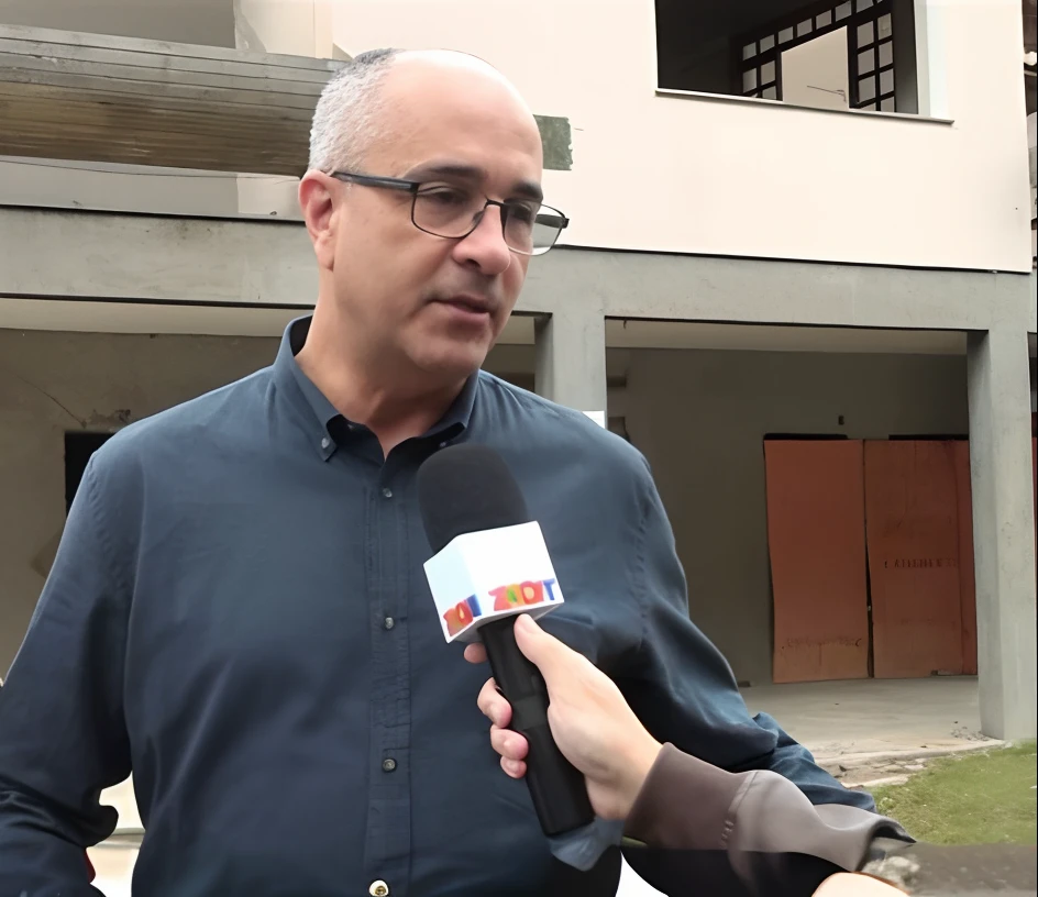 Man in blue shirt holds microphone and talks to reporter, icaro carvalho, Directed by: Nadir Afonso, Directed by: Robert Combas, andrea rocha, Roberto Bernardi placeholder image, Pablo Dominguez, Giulio Rosati placeholder image, gui guimaraes, Alejandro Mirabal, Raffaelle Monti, Ignacio Rios