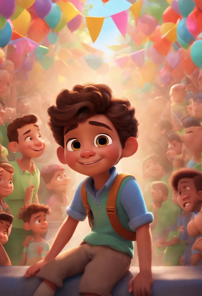 Image of a boy for a story in a YouTube video in Pixar format, He's the little allabester, He's the class leader, He's outgoing, Playful and gets up for a lot of things
