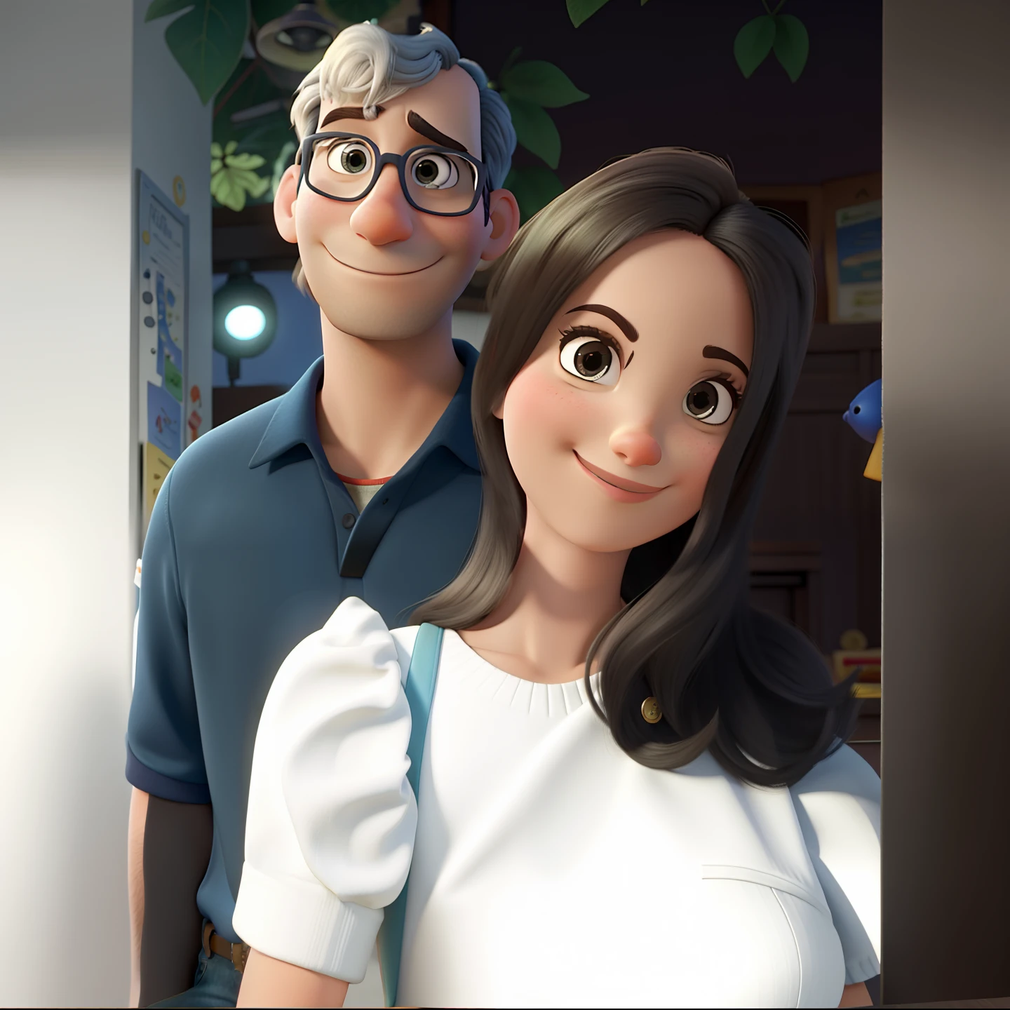 Estilo pixar, qualidade alta, casal