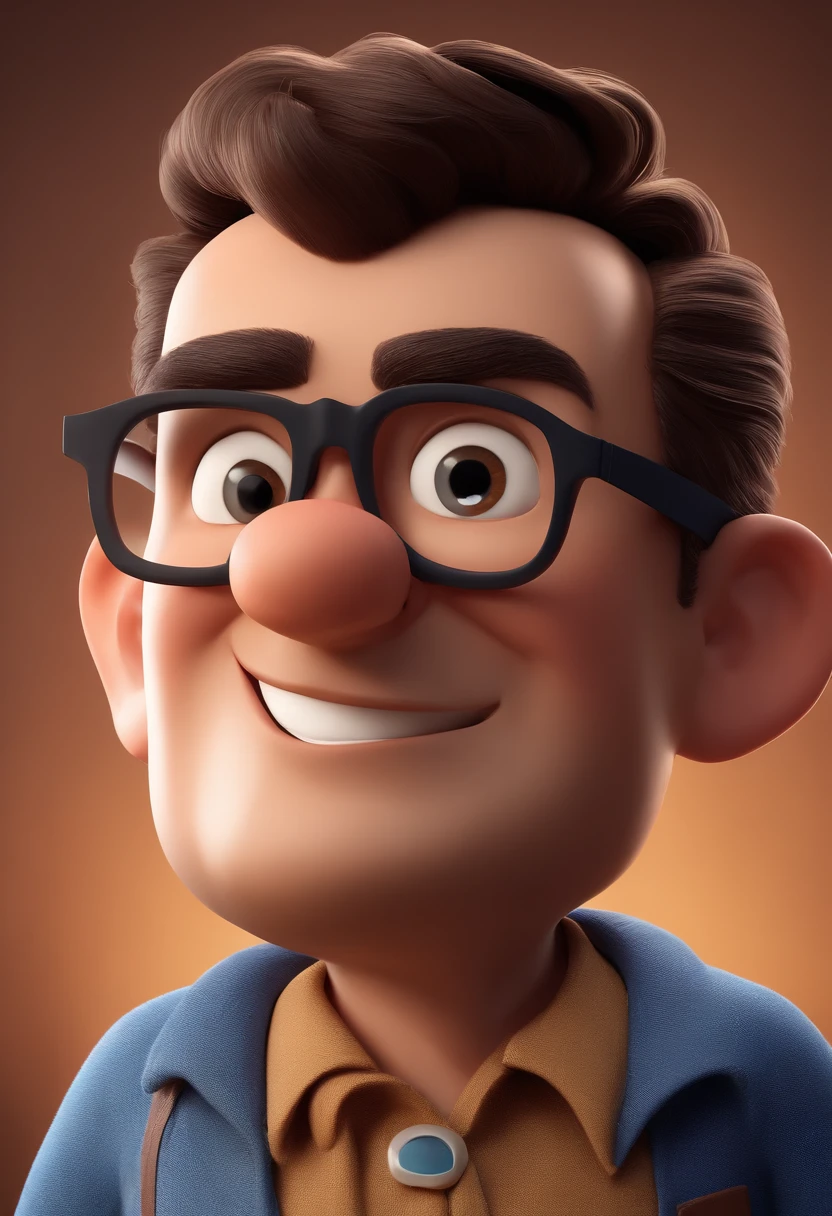 Cartoon character of a man with black glasses and a blue shirt, animation character, Caractere estilizado, animation style rendering, 3D estilizado, Arnold Maya render, 3 d render stylized, toon render keyshot, Personagem 3D, Personagem 3D, 3d rendering stylized, 3 d character render, personagem de desenho animado, Personagem de close up, Pose de personagem, (Estilo Pixar) (master part:1.2) (Bokeh) (best quality) (pele detalhada) (textura detalhada) (8k) (argila) (Cinematic lighting) (foco nítido