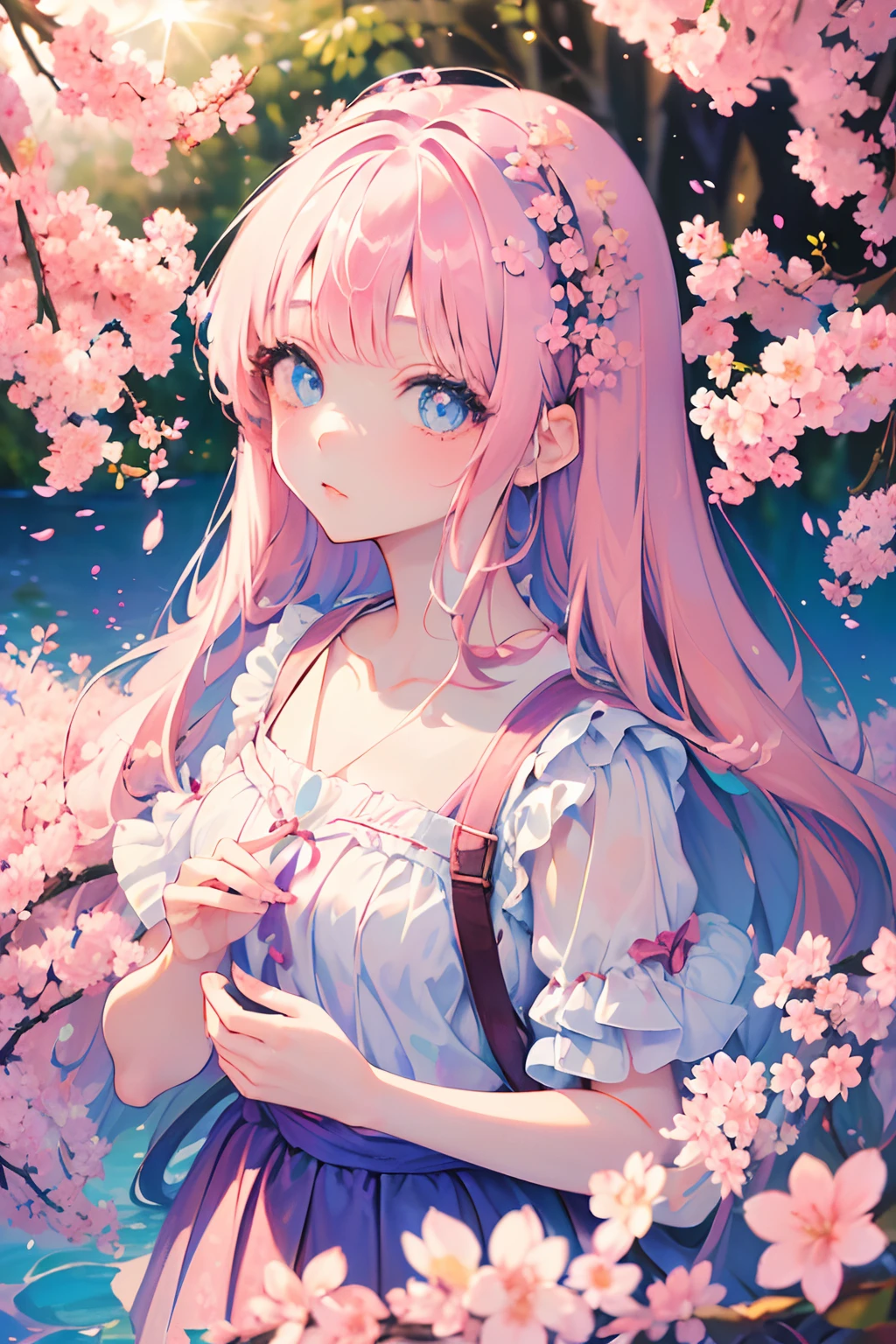 Cherryblossom art, dreamy (petite and beautiful detail-eyed girl. The depth of field in the photos was perfect and the lens flare added a nice touch. girl
