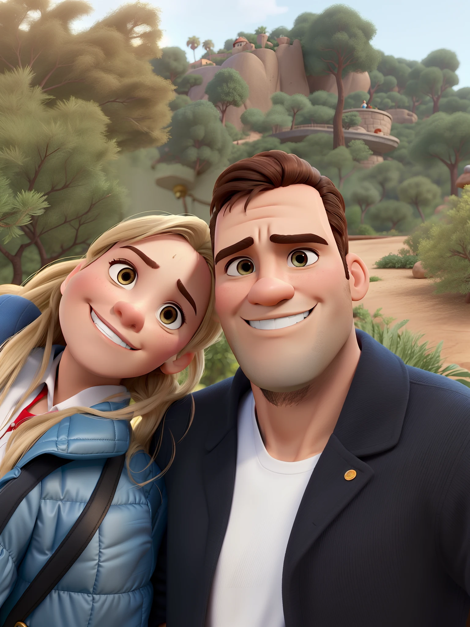 casal homem e mulher no estilo Disney Pixar, alta qualidade, melhor qualidade