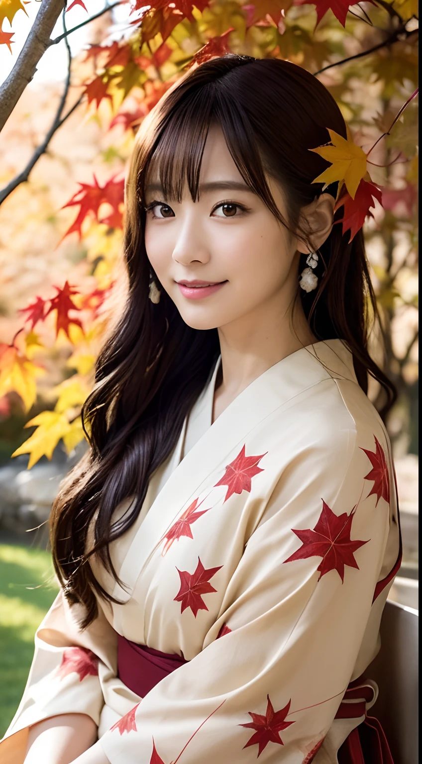 Arafed asian woman in a kimono sitting on a bench - SeaArt AI