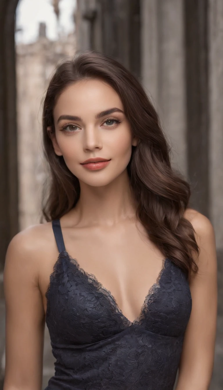23 year old dutch girl, RAW, beautiful young fresh woman, semi-open strawberry lip, dimples, wistful expression, (brown hair long wavy), ((detailed face)), ((detailed facial features)), (fine detailed skin), brown skin, at center of dark nite life club, (cool color), moist, damp, reflection, (masterpiece), long Messy black Hair,(( gray sexy mini short lingerie
