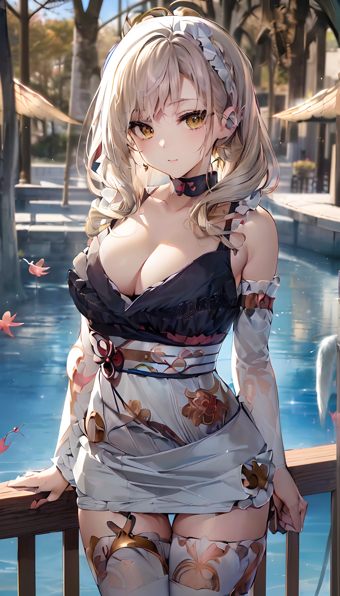 (masutepiece) ((Kaleidoscope)) ((Harmonious)) (ultra-quality) (very exquisite) (Professional Balance) (absurderes) (Wide Shot) (1人の女性) ((Upper body)) ((fullllbody)) ((G Cup Breasts)) (Fine-grained body lines) ((realisitic:0.75)) (zettai ryouiki) (Hi-Res Textures) (Clearly draw the shape of the nose) ((Exposure 1:0.25)) (((Shiny skin))) (X Hair Ornament) (Ornament Heart(手链、gargantilha、ear ornament) (((((Beautiful little bun hair in yellow color))))) (Wave hair) (Quality and beautiful finger placement) (Fine, Beautiful clean hands) (It clearly depicts the reflection of small white light in the pupil, which adds depth to the pupil) (((top-quality、Elegant yellow detail eyes))) (((Ultra Definition Masterpiece Highest Quality:1.2 4DCG high quality))) (Highly detailed face and eyes) (24-year-old woman) (Model body type) (Slender and long legs) (A slender) (mascara) (eyeshadows) (eye liner) (Glossy lipstick) (lip stick) (((((Red Sapphire× Angel Ribbon× Micro Micro Bikini × Ruffles))))) (((G-cup emphasis))) (((NSFW1:1))) (G Cup Cow) (((((G Cup))))) (Hold in your arms) (Photorealsitic) (8K Character Concept) (((32K HD image quality...)) (conputer graphics) (angelicales、pastels、Feather 1:1.5) ((((angelicales)))) (((((Angel Ring)))))(((((Apatite Wing))))) ((((((Angel Hagoromo)))))) (((((Ornate garter belt ruffles))))) ((((The evolution of depiction+)))) (((Add charms to the background)))