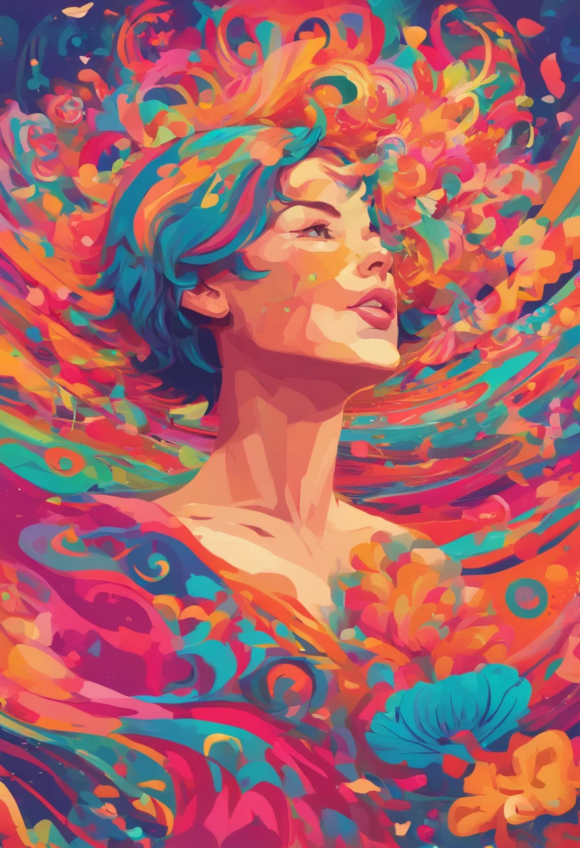 (Best Quality,8K), (Realistic), (Face Focus:1.1), Cute little girl with short hair blowing in the wind, looking off to the side, Look up at your face, Wearing a skirt, D Cup Breast, A lot of petals fall off. Insert a character (T,A,o,K,A) Randomly in the picture.