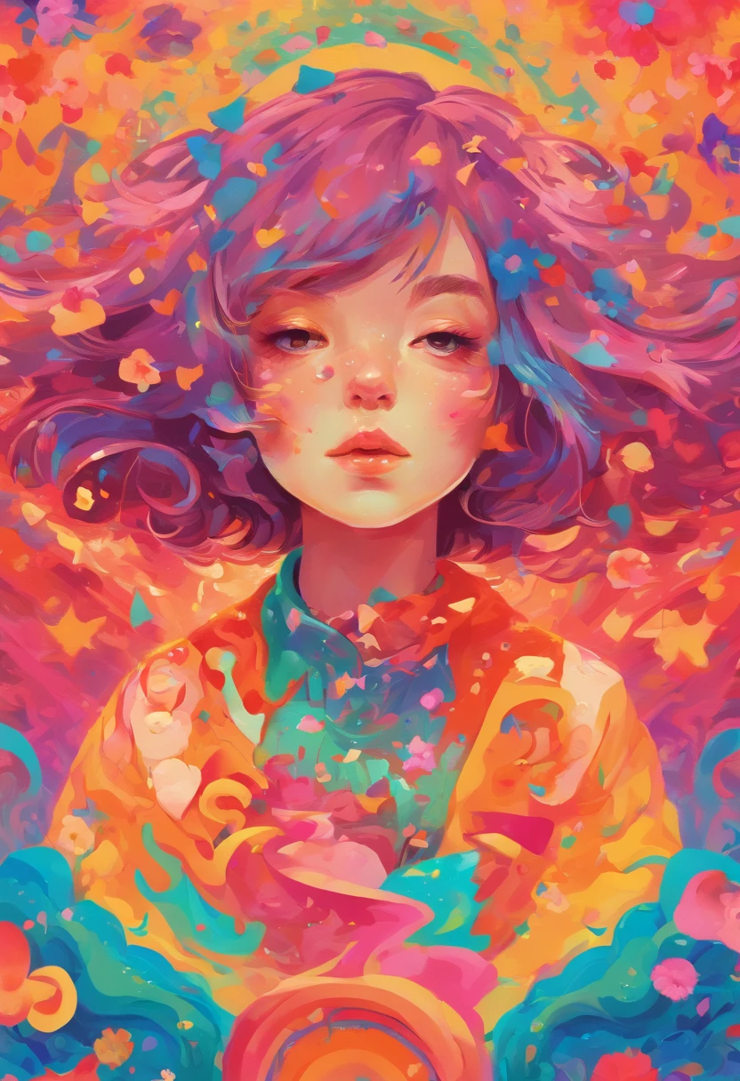 (Best Quality,8K), (Realistic), (Face Focus:1.1), Cute little girl with short hair blowing in the wind, looking off to the side, Look up at your face,  Wearing a skirt, D Cup Breast, A lot of petals fall off. Insert a character (T,A,o,K,A) Randomly in the picture.