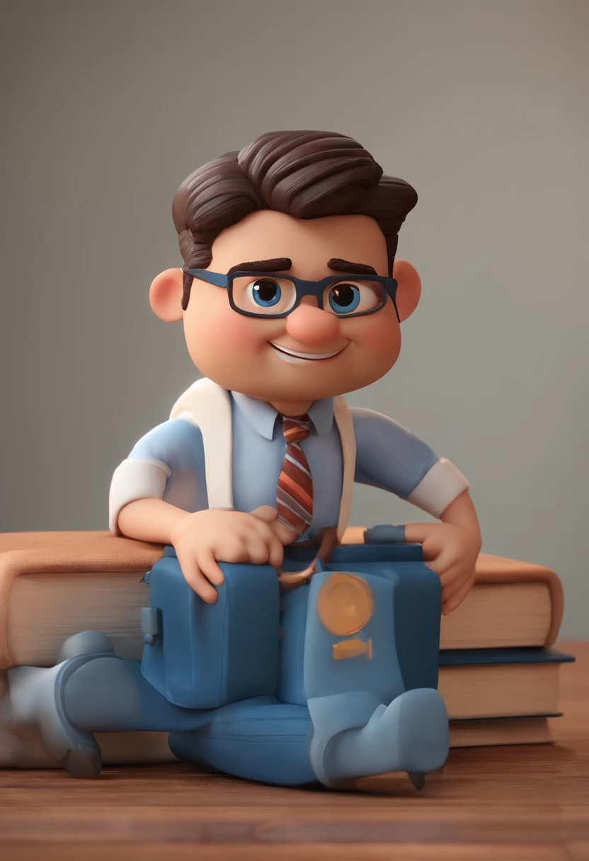 personagem dos desenhos animados de um homem e uma camisa azul, animation character, Caractere estilizado, animation style rendering, 3D estilizado, Arnold Maya render, 3 d render stylized, toon render keyshot, Personagem 3D, Personagem 3D, 3d rendering stylized, 3 d character render, personagem de desenho animado, Personagem de close up, Pose de personagem, (Estilo Pixar) (master part:1.2) (Bokeh) (best quality) (pele detalhada) (textura detalhada) (8k) (argila) (Cinematic lighting) (foco nítido) He's inside a bank branch.
