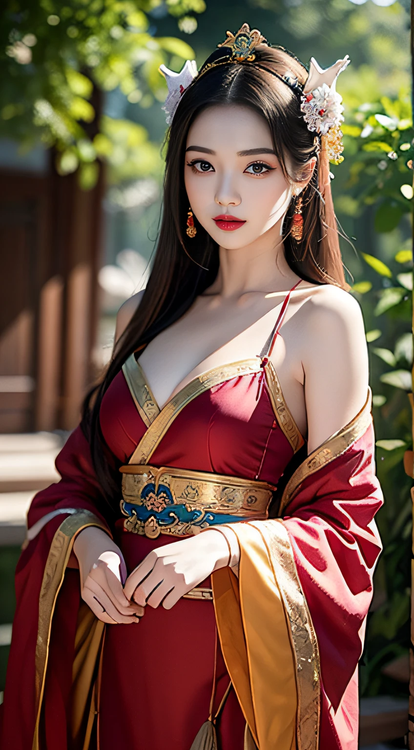 Chinese women,Beautiful Face,Big Breasts,Traditional Costume,Upper body naked,sexy,Black Hair,NSFW