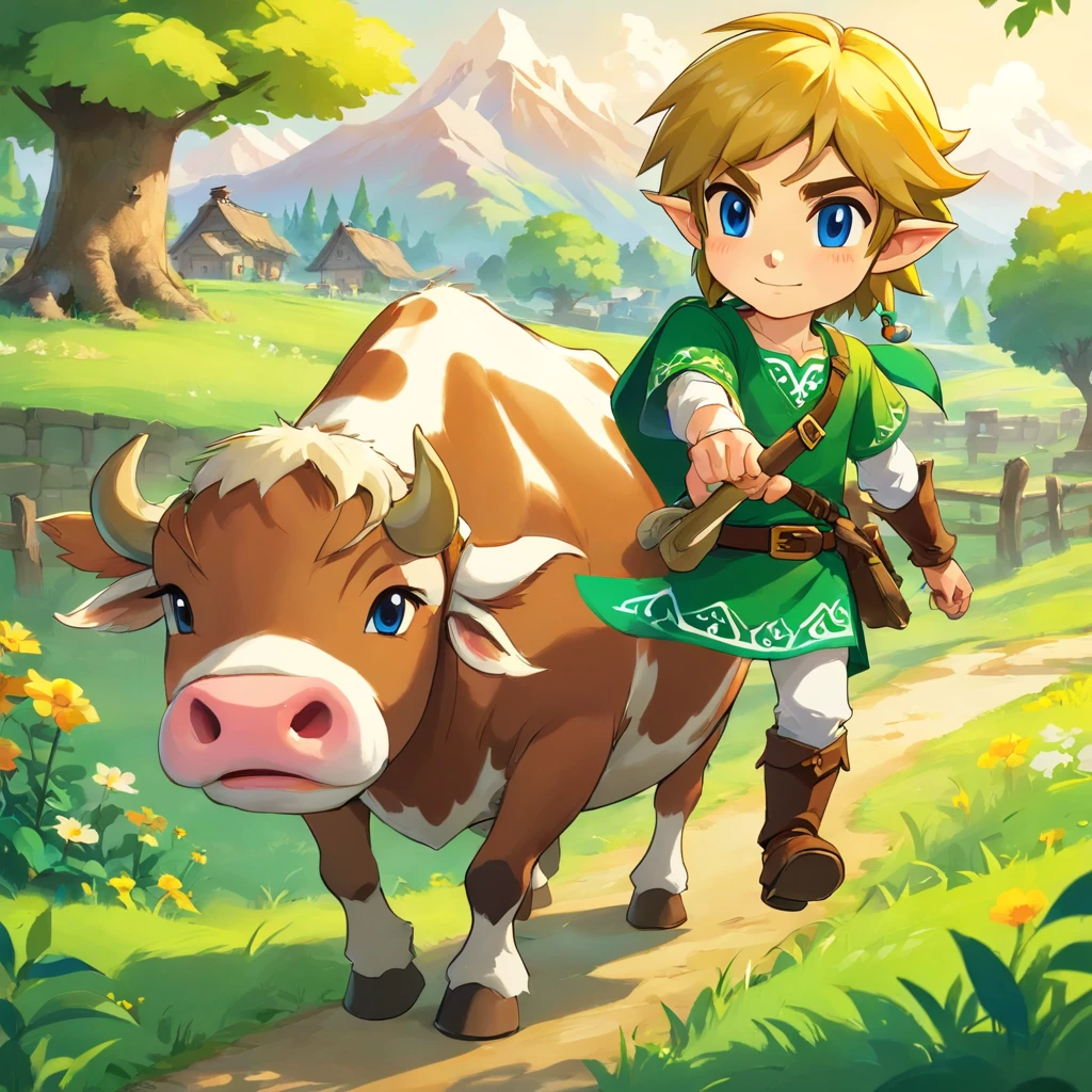 The boy and the cow returned to the village