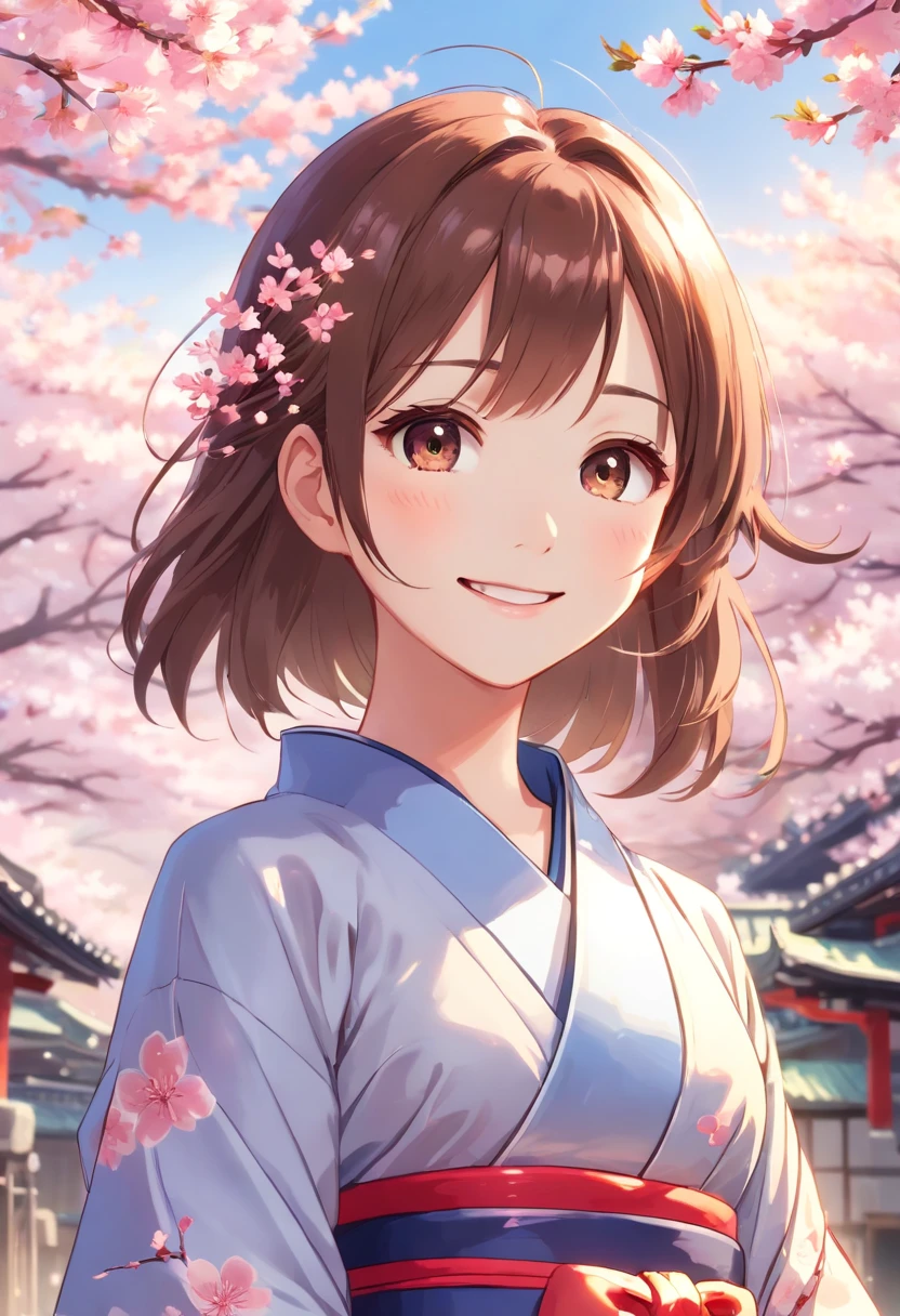 (masutepiece, Daylight portrait:1.3), (Attractive image of a 7-year-old girl in Japan under cherry blossoms:1.2), (Sony A6400 Camera, Known for fast autofocus and detail preservation:1.2), (Paired with Sony E 50mm f/1.8 OSS Lens,Captures clear and detailed portraits:1.2), (long, Smooth brunette hair is smoothly layered, intricate detailes:1.1), (Fine hair glitters in the light:1.1), (Symmetrical face is decorated with professional makeup:1.1), (Delicate figure in traditional kimono of Japan:1.1), (Shiny hair catches the sun,rejuvenate:1.1), (A charming smile exudes real warmth:1.1), (Vivid cherry blossoms paint a tranquil landscape:1.1), (Quiet park environment, Vivid with spring colors:1.1), (The sensor of the camera is、Capture the meticulous intricacies of her facial features and attire:1.1), (The camera focuses on her smile, Capture its natural charm:1.1), (Instantly freeze in time, Embodying youth and natural beauty:1.1), (A harmonious blend of cultural elegance and pleasant authenticity:1.1), (Portrait of true happiness under the cherry blossoms:1.1),full body Esbian