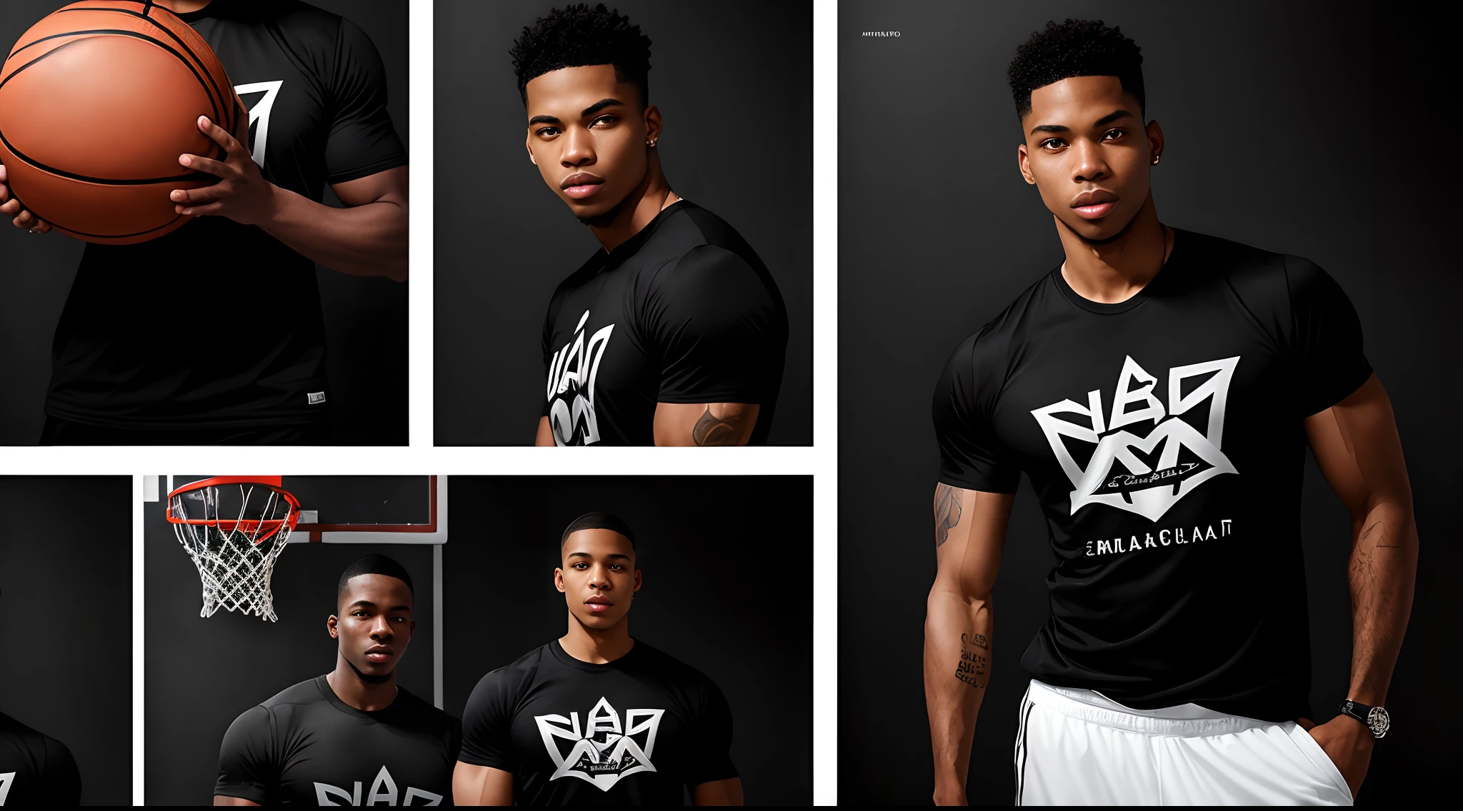 arafed man in black shirt standing in a gym with a basketball, a portrait by William Berra, dribble contest winner, realism, taken in the early 2020s, riyahd cassiem, mid portrait, j. h. williams iii, jordan lamarre - wan, photo in style of tyler mitchell, album photo, slightly smiling