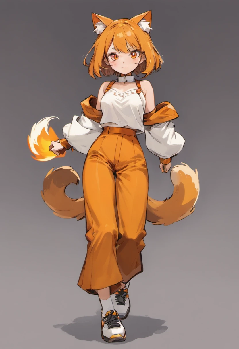 Costume Planning ThemeFall and Winter Return to Dust, Old money style, Reference brand TEME 2023. Colors of Moya Seoul 2023: momo, Amber Brown, More about orange-yellow: The top is smart,Casual culottes with loose straps,White shirt material: linen, Cotton, Silk, fleece, Full body front design,cat ear,tail