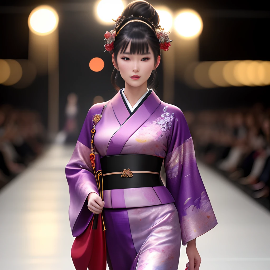 Fashion Show, Kimono, Paris Fashion Week, Models in a fashion show walking down the runway
(Best Quality,4K,8K,hight resolution,masutepiece:1.2),Ultra-detailed,(Realistic,Photorealistic,Photorealsitic:1.37),nffsw,nffsw,Studio Lighting,Ultra-fine painting,Sharp Focus,Physically-based rendering,extreme detail description,Professional,Vivid colors,Bokeh,Portraits,landscape