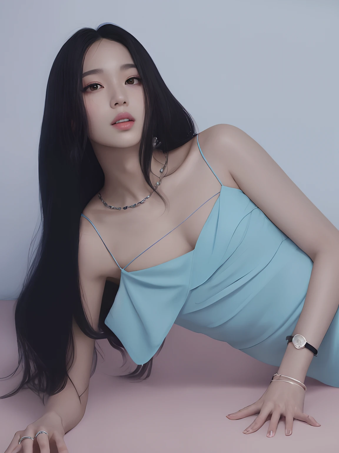 Asian woman araffe in a blue dress lying on a pink surface, Retrato Jisoo Blackpink, Jisoo do Blackpink, jisoo do blackpink, Portrait of female Korean idol, Jaeyeon Nam, jennie blackpink, Lee Ji-eun, Lee Ji - Eun, Modelo de moda feminina coreana, Retrato de Jossi de Blackpink, Heonhwa Choe, Parque Ji-min