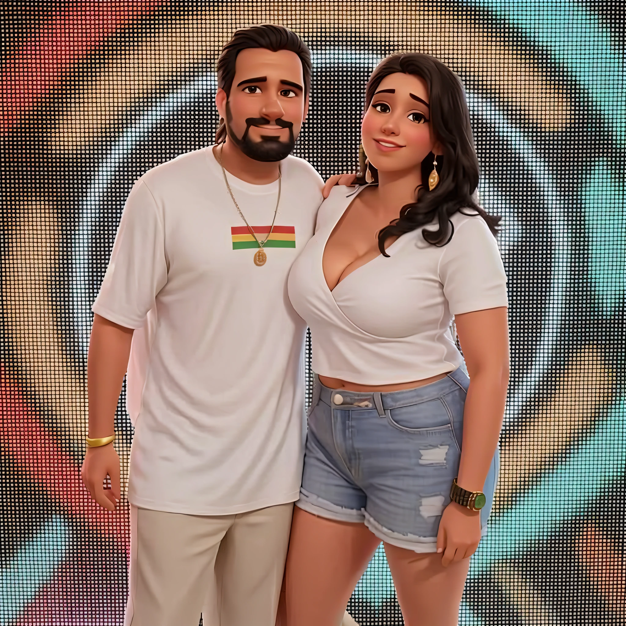 Araffes homem e mulher posando para uma foto em frente a um fundo colorido, Malika Favre, andrea rocha, Directed by: Nandor Soldier, Directed by: Robert Combas, Marischa Becker, fernanda suarez, Karla Ortiz, by Amelia Peláez, david rios ferreira, Alex Yanes e Lisa Frank, nigth, julia fuentes