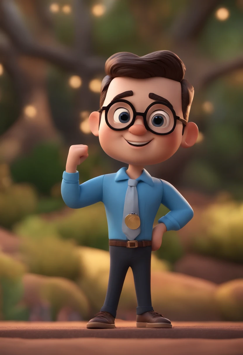 Cartoon character of a man with black glasses and a blue shirt, animation character, Caractere estilizado, animation style rendering, 3D estilizado, Arnold Maya render, 3 d render stylized, toon render keyshot, Personagem 3D, Personagem 3D, 3d rendering stylized, 3 d character render, personagem de desenho animado, Personagem de close up, Pose de personagem, (Estilo Pixar) (master part:1.2) (Bokeh) (best quality) (pele detalhada) (textura detalhada) (8k) (argila) (Cinematic lighting) (foco nítido