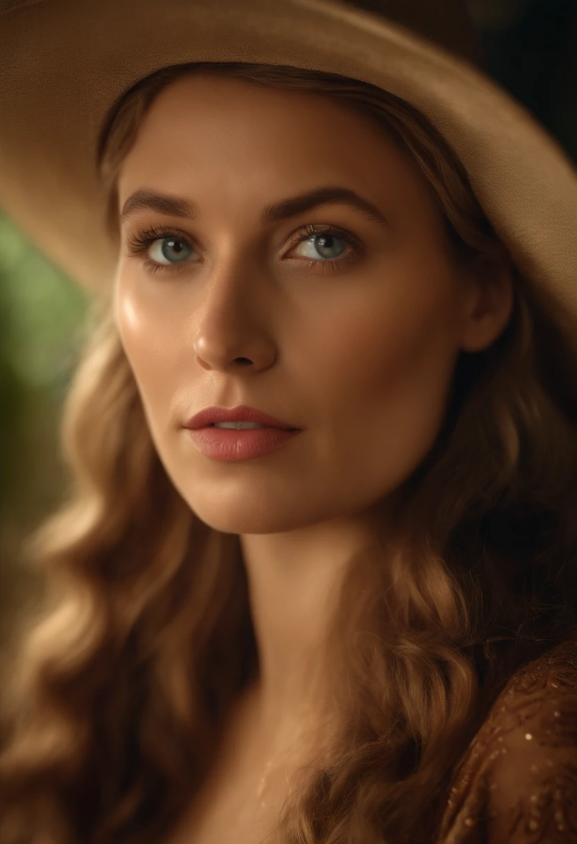 Retrato hiperrealista do feminino por david hockney e alphonse mucha,arte de fantasia, foto realista, dynamic lighting, art-station, poster, Volumetric lighting, Rostos muito detalhados, 4 mil, Premiado,, 1girl, No escuro, sombra profunda, discreto,cowboy shot,(official clothing:1.4) ,cabelos longos,cabelos brancos,