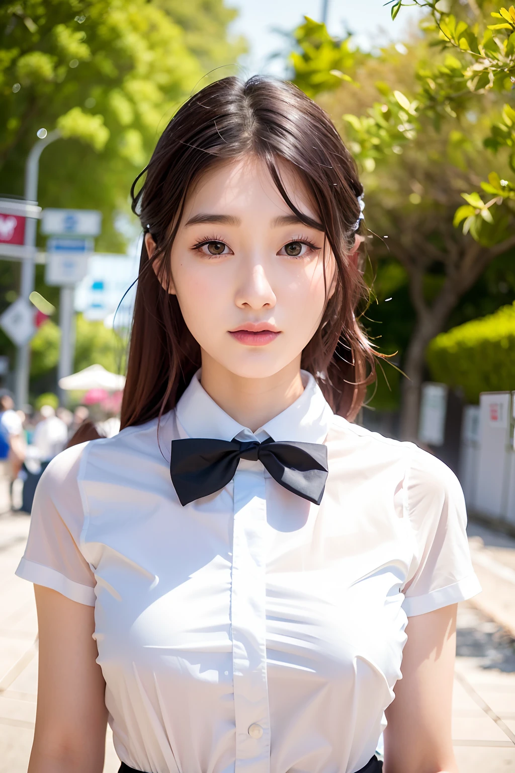 There is a woman wearing a white shirt and black bow tie, beautiful Korean women, Korean Girl, Gorgeous young Korean woman, Beautiful young Korean woman, Portrait of female Korean idol, jaeyeon nam, Young adorable Korean face, korean female fashion model, wan adorable korean face, Choi Hong Hwa, Cute Korean Actress, Korean Woman, female actress from korea