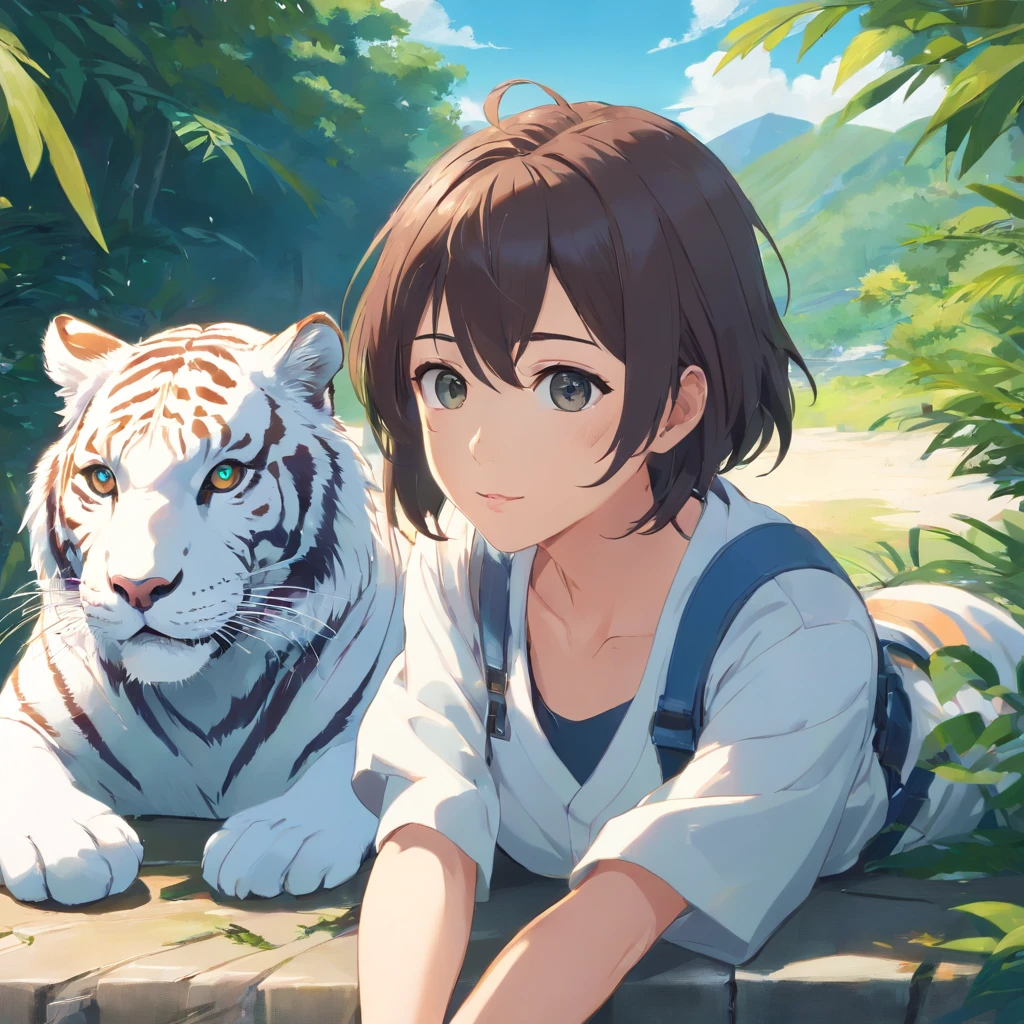 best qualtiy, tmasterpiece, 超高分辨率, realisticlying,the white tiger,wide angles