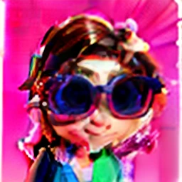 Pixar mulher cabelo longo, louro, light brown eyes and light sunglasses. With jeans and a pink blouse.
With scenery in the background, neon pink lights and with iPhone in hand, Disney Pixar animation