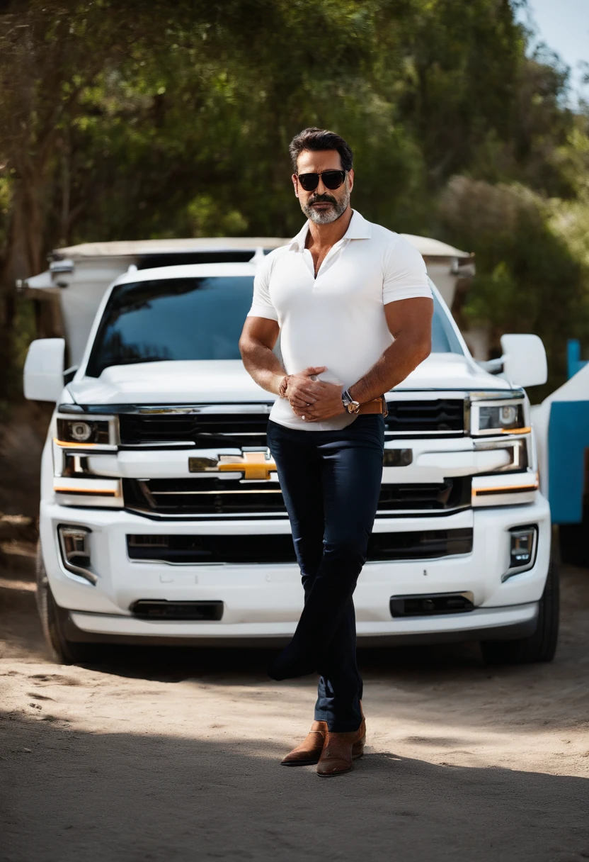 Man in sunglasses and white shirt standing in front of a truck, Homem de 4 0 anos, david rios ferreira, Ted Nasmit, edu souza, icaro carvalho, cerca de 3 5 anos, Homens de 45 anos, 38 anos, andres rios, Homem de 5 0 anos, Jamel Shabbaz, George Doutsiopoulos