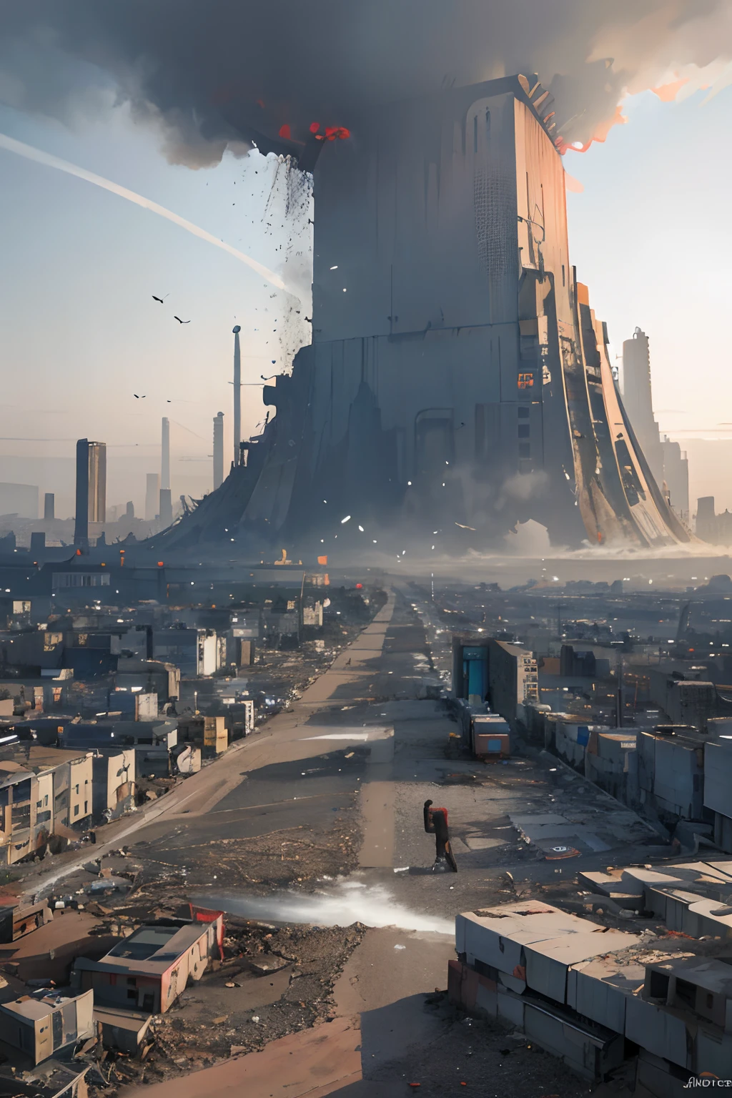 A sequence of images of a world on the brink of collapse, with scenes of pollution, desastres ambientais e conflitos humanos.