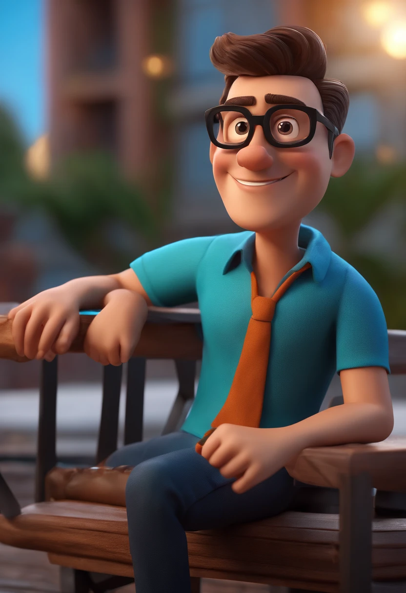 Cartoon character of a man with black glasses and a blue shirt, animation character, Caractere estilizado, animation style rendering, 3D estilizado, Arnold Maya render, 3 d render stylized, toon render keyshot, Personagem 3D, Personagem 3D, 3d rendering stylized, 3 d character render, personagem de desenho animado, Personagem de close up, Pose de personagem, (Estilo Pixar) (master part:1.2) (Bokeh) (best quality) (pele detalhada) (textura detalhada) (8k) (argila) (Cinematic lighting) (foco nítido