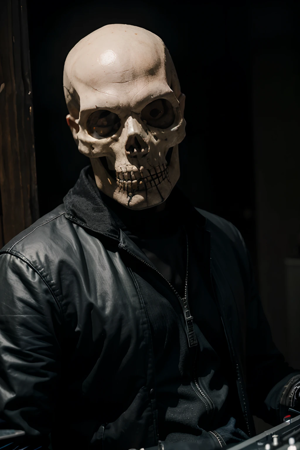 homem caveira, skrull, esqueleto, homem, barba, Skull Head Man, fone de ouvido, disc jockey, dj, Gothic ballad