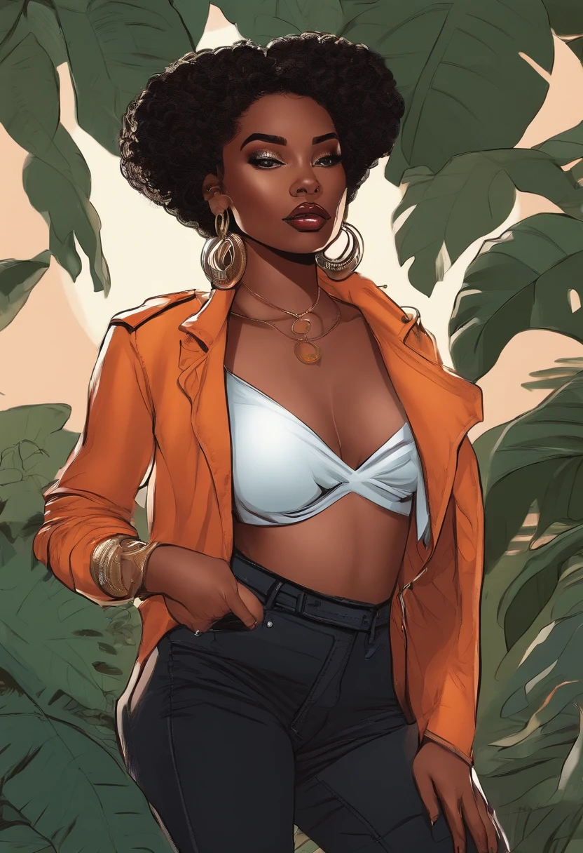 one-girl,pretty cool,Black babes,Comic two-dimensional style