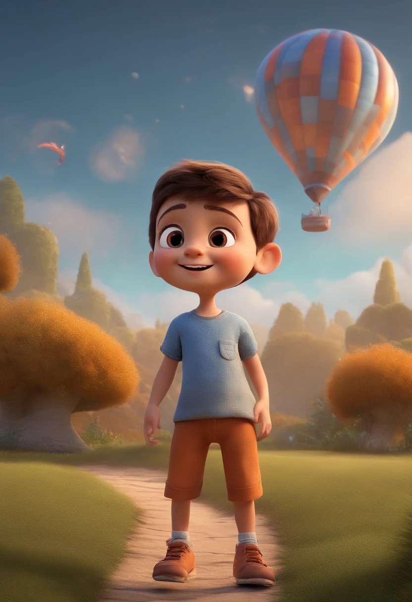 a happy cute ??? standing short hair, vestindo uma fantasia espacial, , fundo branco, barnet, Tom, Estilo Pixar, ....3d, desenhos animados, rosto detalhado, asymmetrical 16k
