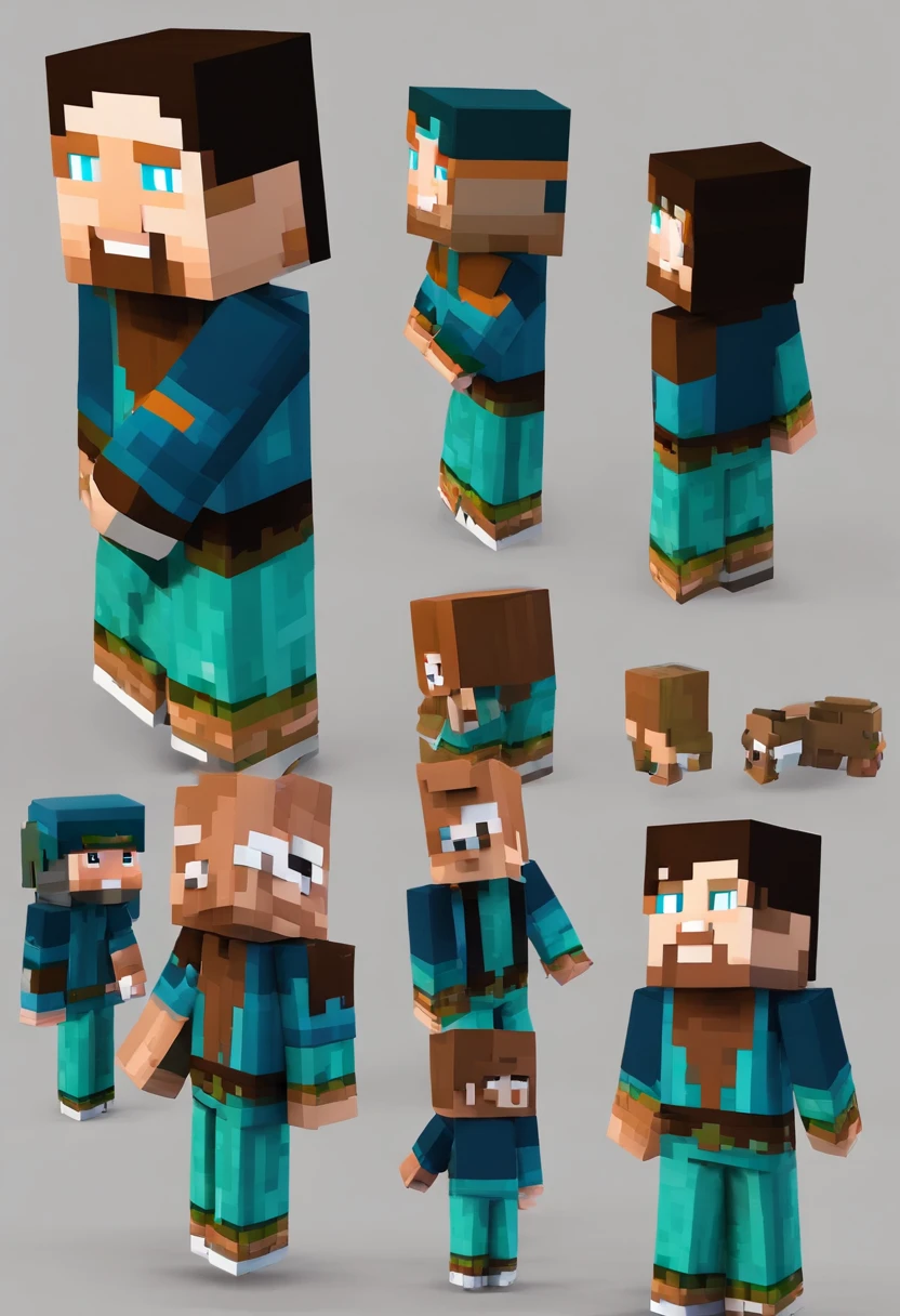 (master part, best quality), 1 menino, cabrito, dark brown hairs, olhos azuis, retrato, bashful, There's a Pixel man with a red shirt on his shoulders and white underneath, black trousers, pele bronzeada, 3 d render de jerma 9 8 5, Pele de Minecraft, 4 k octane render, magicavoxel, octan render, pele escamada, single character full body, oc renderizado, steve, Minecraft, full body render, full body single character, corpo completo do personagem