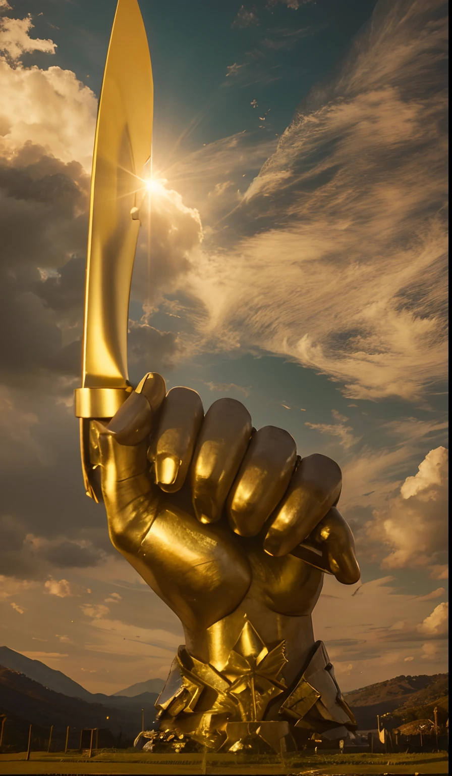 Monument hand large, beautiful city nature, ultra detail,8k