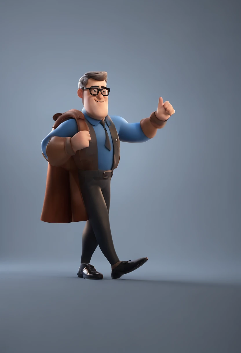 Cartoon character of a man wearing black glasses and a blue shirt, um personagem animado, Caractere estilizado, animation style rendering, 3D estilizado, Arnold Maya render, 3 d render stylized, toon render keyshot, Personagem 3D, Personagem 3D, 3d rendering stylized, 3 d character render, personagem de desenho animado, Personagem de close up, Pose de personagem, (Estilo Pixar) (master part:1.2) (Bokeh) (best quality) (pele detalhada) (textura detalhada) (8k) (argila) (Cinematic lighting) (foco nítido,Senta e vaza a parte superior do corpo