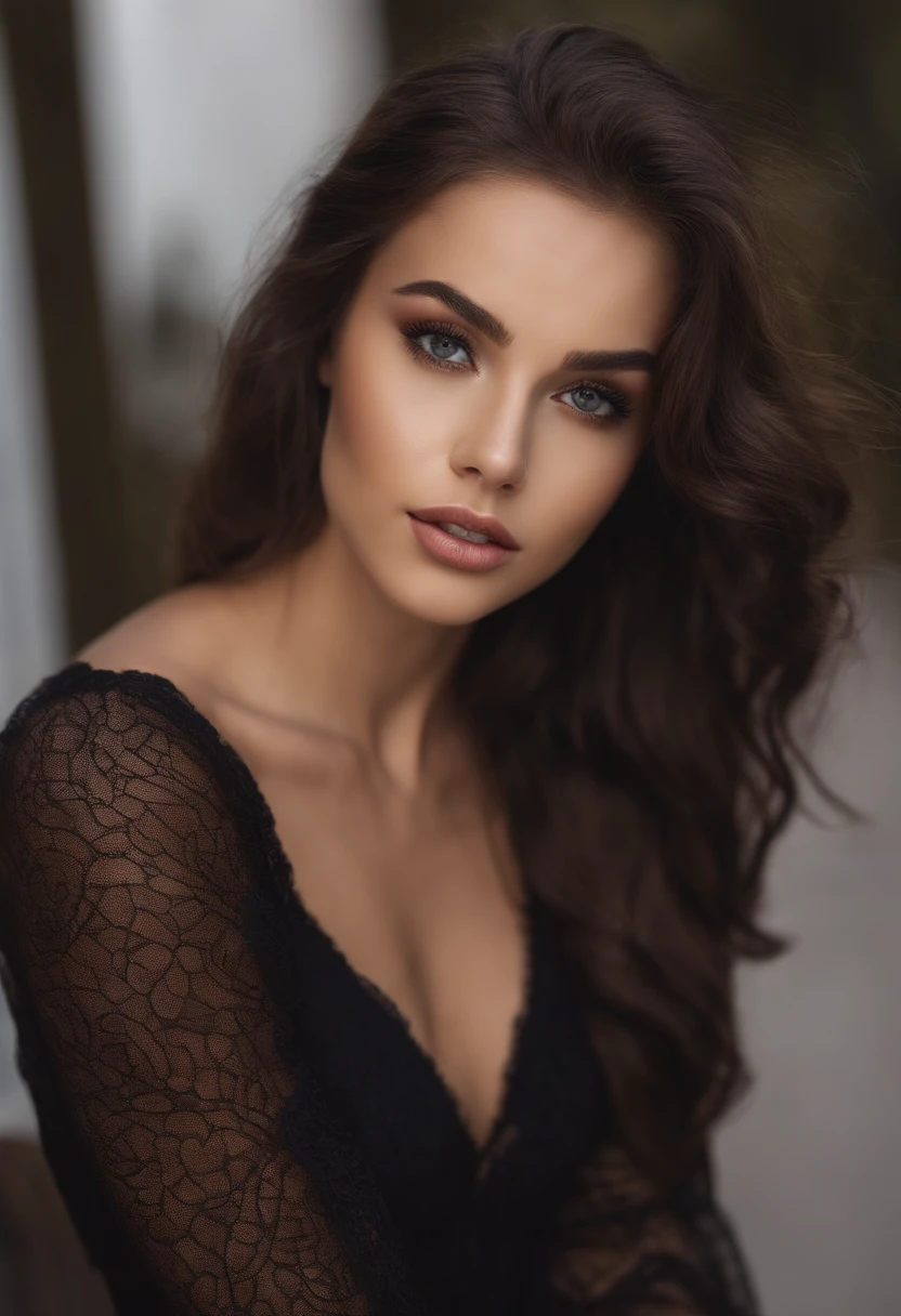 Arafed woman completely , fille sexy aux yeux bruns, ultra realist, Meticulously detailed, Portrait Sophie Mudd, cheveux bruns et grands yeux, selfie of a young woman, Dubai Eyes, Violet Myers, sans maquillage, maquillage naturel, looking straight at camera, Visage avec Artgram, Maquillage subtil, bouche grande ouverte