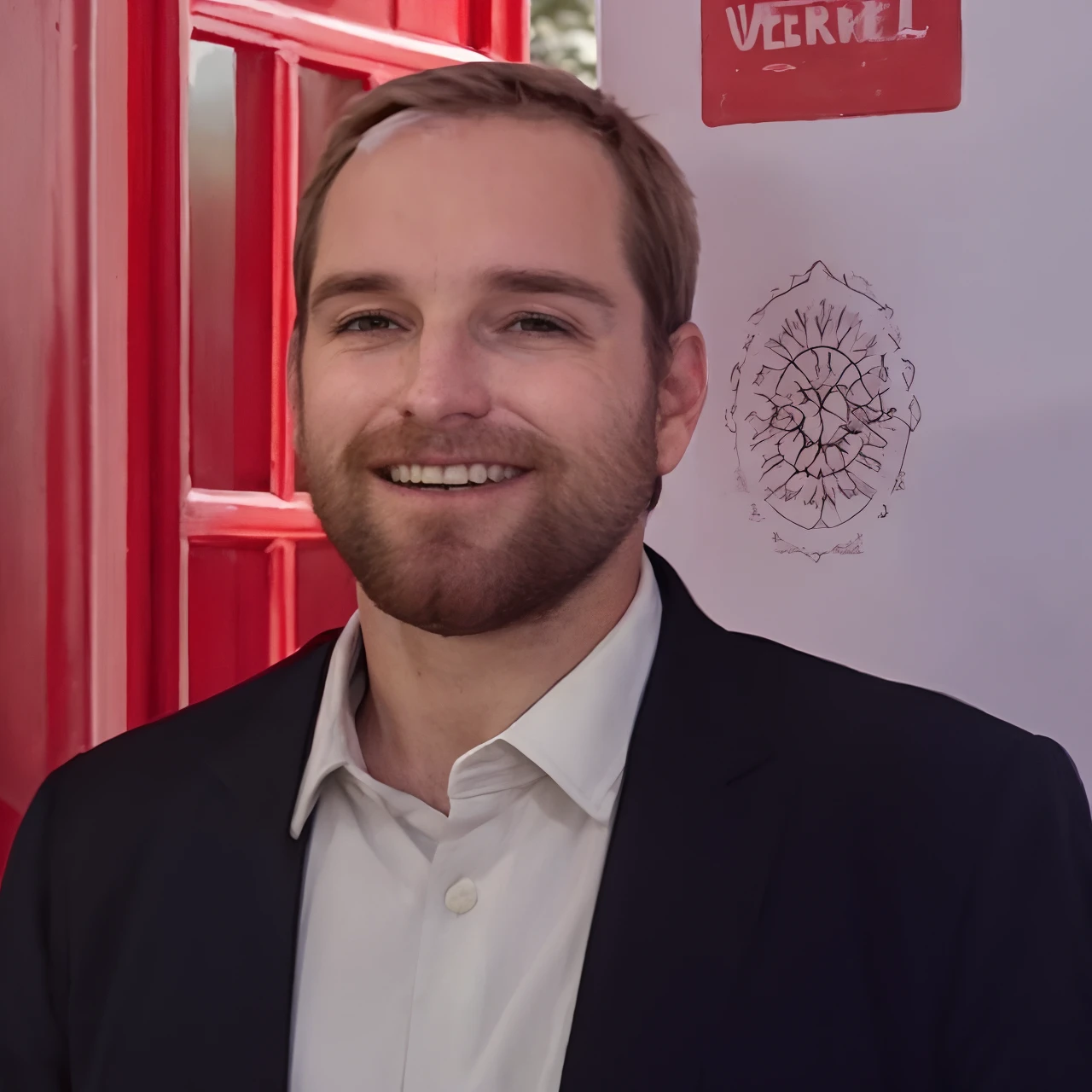homem sorridente em uma jaqueta preta e camisa branca em frente a uma porta vermelha, Paulo Davey, Paulo Heaston, Paulo Brason, Filipe Coles, ignacio fernandez rios, Michael Kutsche, Greg Rutkwowski, stephen outram, Greg Ruggowski, david rios ferreira, ignacio fernandez rios, Greg Rutkowsky, Miguel Vicente