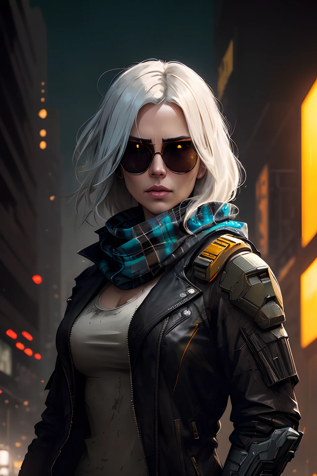 (dark shot:1.1), epic realistic, portrait of halo, sunglasses, blue eyes, tartan scarf, white hair by atey ghailan, by greg rutkowski, by greg tocchini, by james gilleard, by joe fenton, by kaethe butcher, gradient yellow, black, brown and magenta color scheme, grunge aesthetic!!! graffiti tag wall background, art by greg rutkowski and artgerm, soft cinematic light, adobe lightroom, photolab, hdr, intricate, highly detailed, (depth of field:1.4), faded, (neutral colors:1.2), (hdr:1.4), (muted colors:1.2), hyperdetailed, (artstation:1.4), cinematic, warm lights, dramatic light, (intricate details:1.1), complex background, (rutkowski:0.66), (teal and orange:0.4)