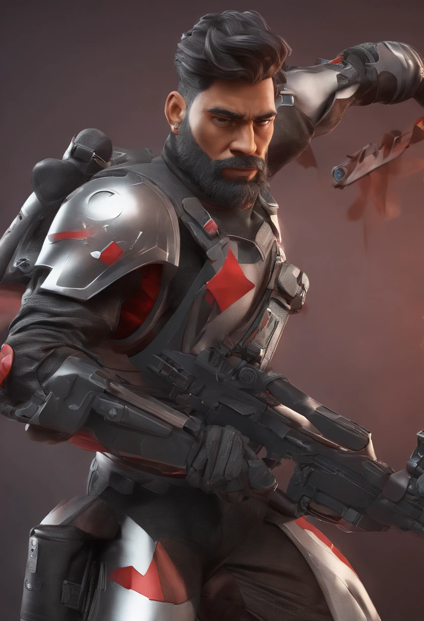 Cartoon character of a man wearing a red squadron hero skin, animation character, Stylized characters, animation style render, Stylized 3D, Arnold Maya Lender, 3d rendering stylized, toon render keyshot, 3dcharacter, 3dcharacter, 3D rendering stylized, 3 d character render, comic book character, close up character, Character Pose, (pixer style) (Master Parts:1.2) (Bokeh) (Best Quality) (detailedskin) (detailed texture) (8K) (clay) (Cinematic lighting) (foco nítido