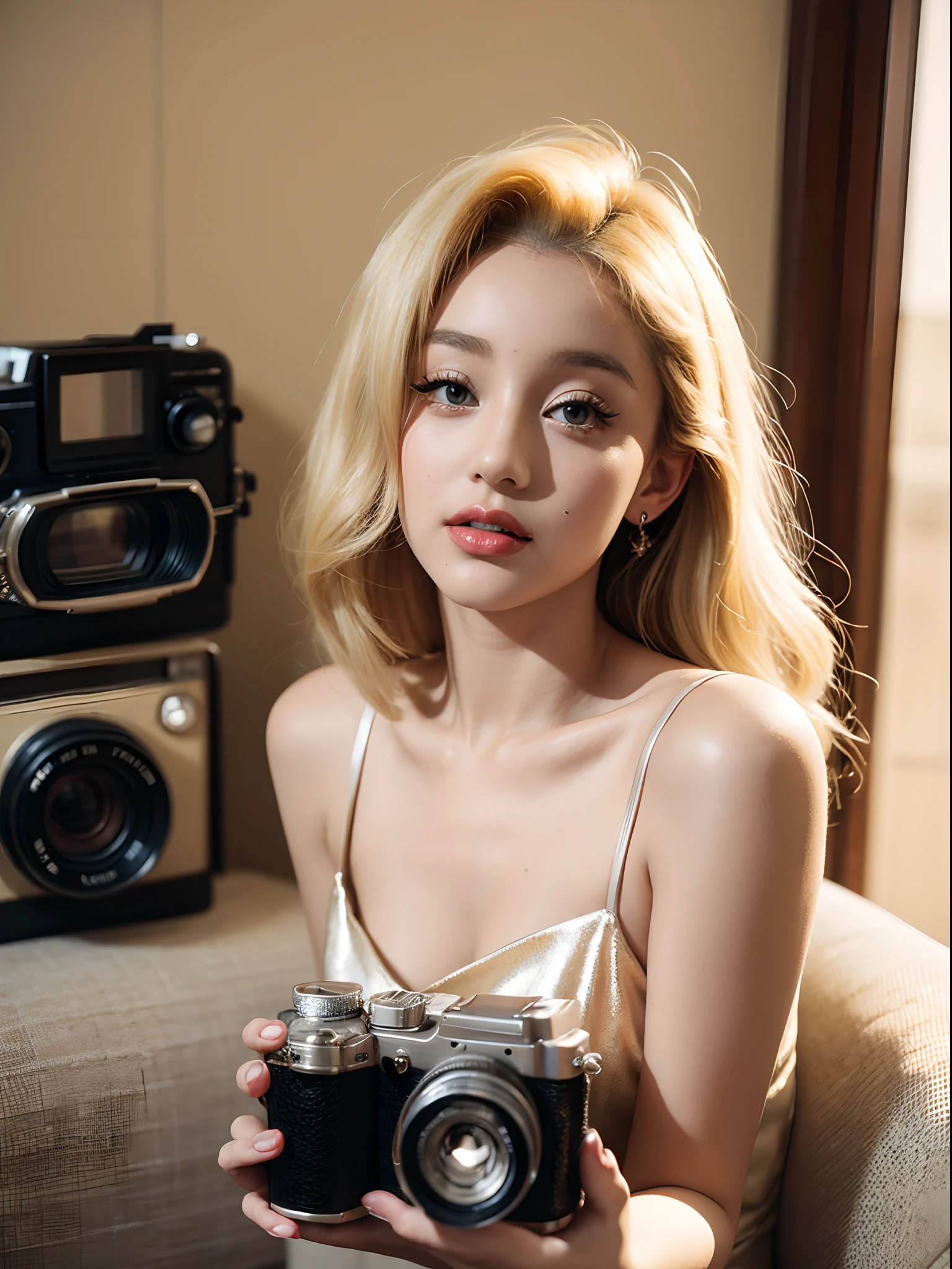 Ariana Grande blonde hair, marilyn monroe inspired, 1950s, photoshoot, vintage, old photo, film camera, cinematographic, hd