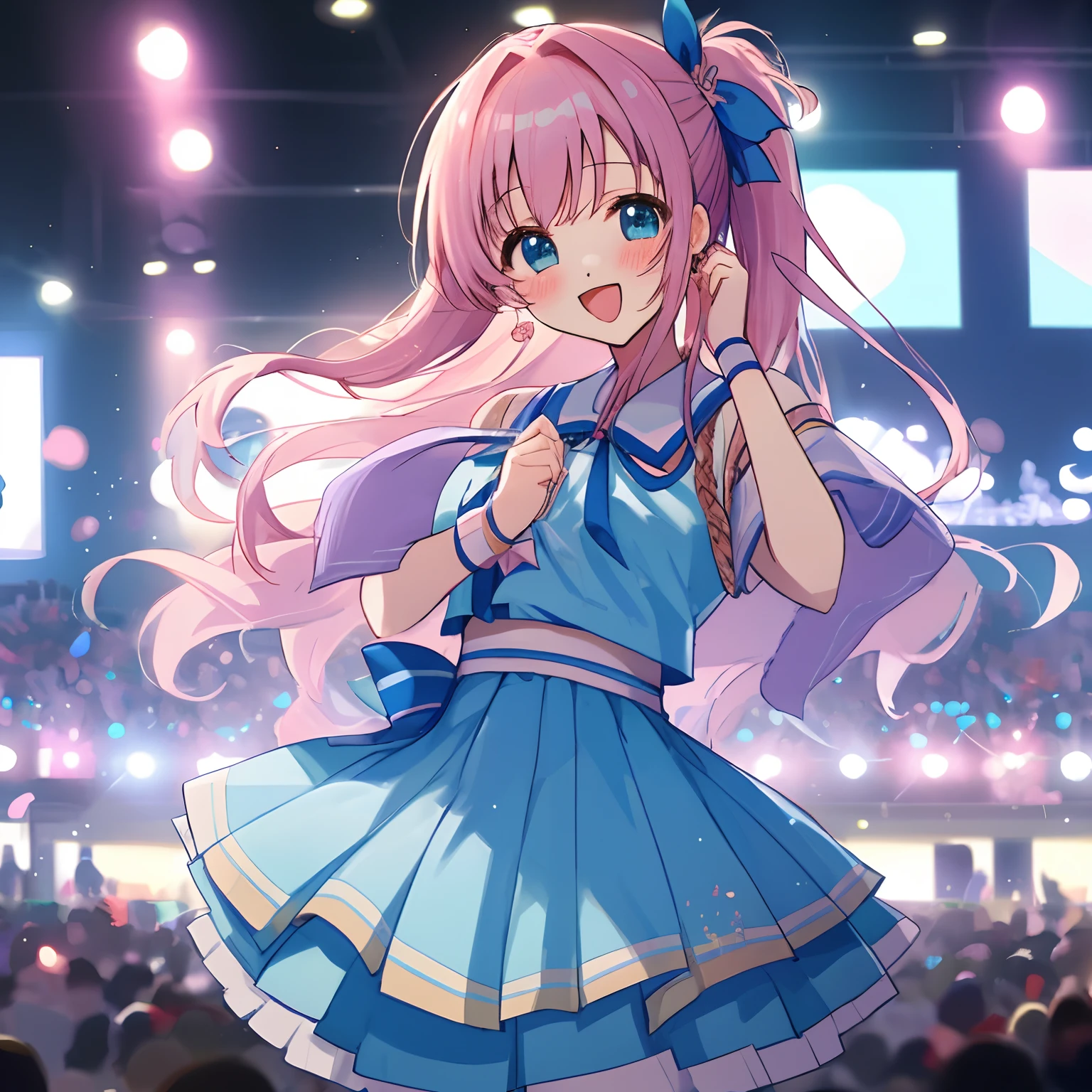 Idol@Star,Idol衣装,Photo session with fans,Idolポーズ,Browsing Caution,,One person,Small ,Anime Style,Highest quality,stage,mini skirt,White underwear uzuki shimamura,