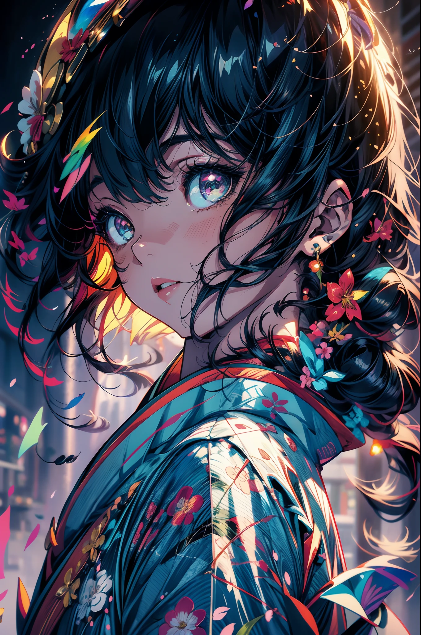 arafed woman in a kimono with flowers on her head, beautiful digital artwork, beautiful digital illustration, beautiful digital painting, gorgeous digital painting, artwork in the style of guweiz, photorealistic anime girl render, smooth anime cg art, beautiful digital art, great digital art with details, stunning digital illustration, detailed digital anime art, render of april, beautiful anime portrait