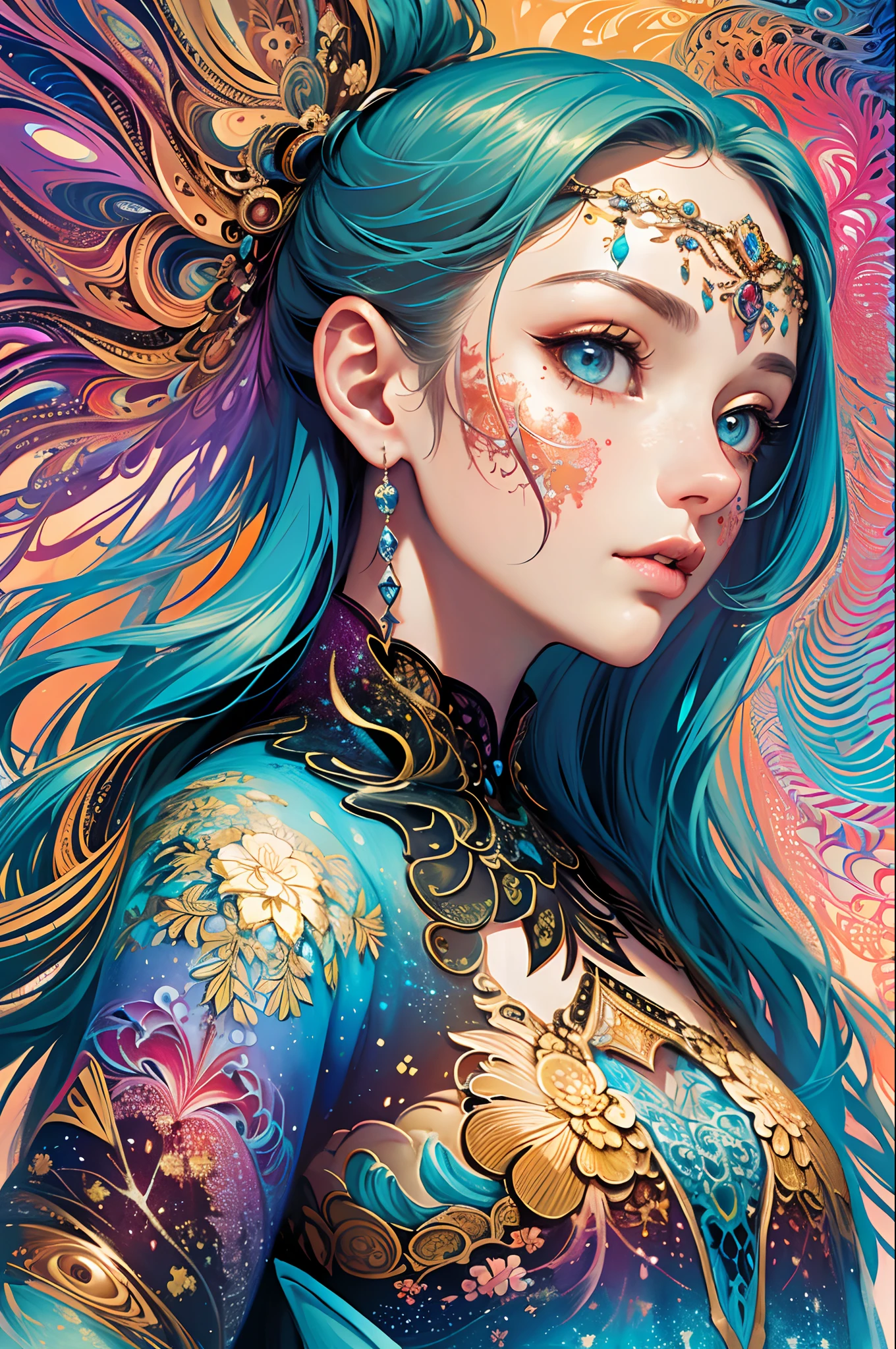 (masterpiece, top quality, best quality, official art, beautiful and aesthetic:1.2), (1girl), extreme detailed,(fractal art:1.3),colorful,highest detailed