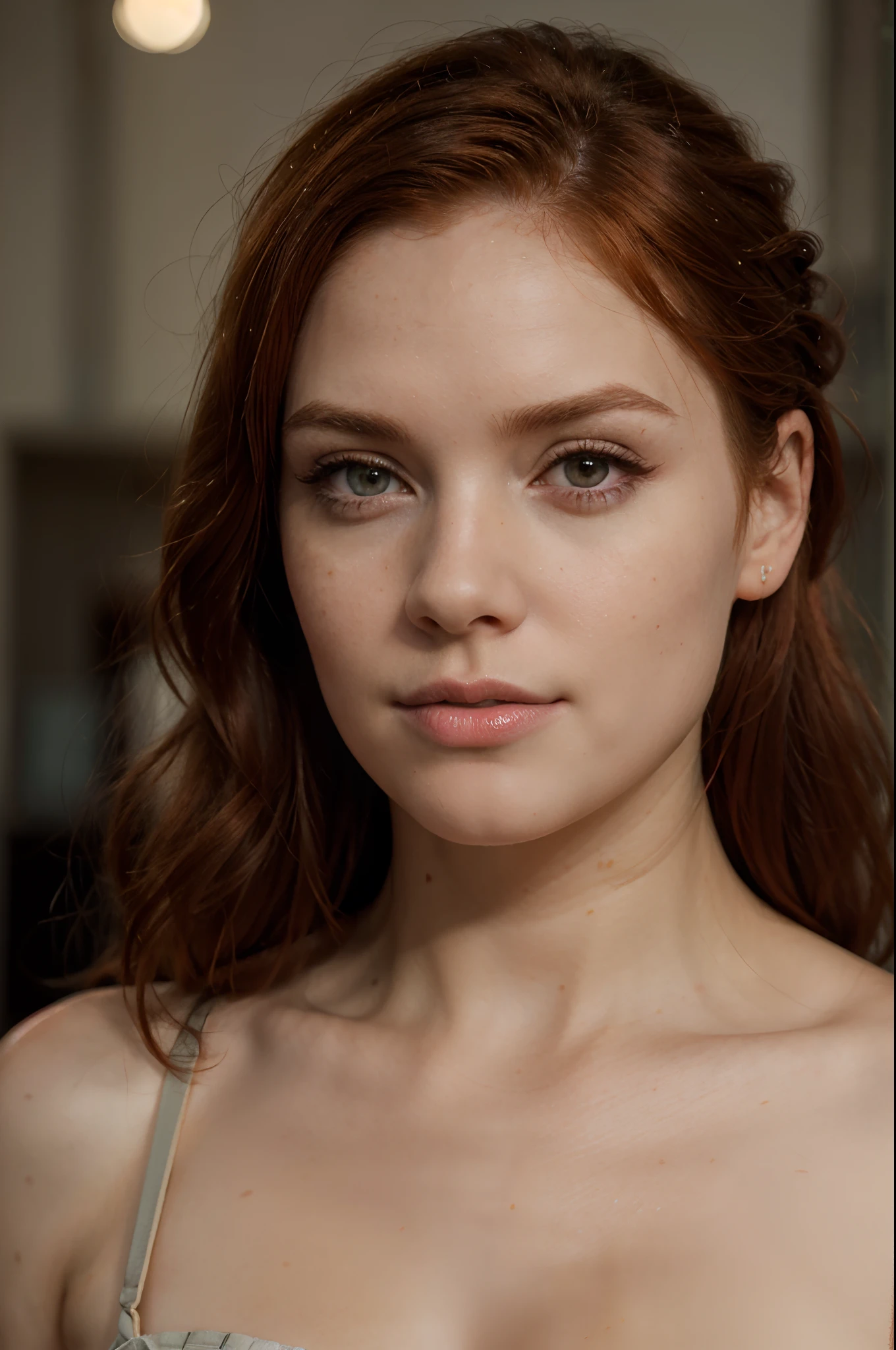 (best quality,4k,8k,highres,masterpiece:1.2),ultra-detailed,(realistic,photorealistic,photo-realistic:1.37), 1girl, (intricate details), beautiful detailed eyes, beautiful detailed lips, extremely detailed eyes and face, long eyelashes, ginger hair, wavy hair, looking at viewer, bokeh, french braid, vivid colors, ((Annie Wersching:1.3,Amy Adams:0.7)), ((youth, redhead))