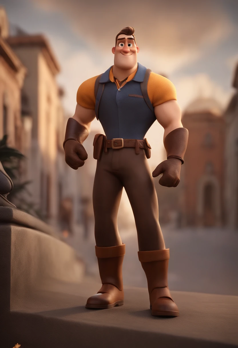 personagem dos desenhos animados de um homem sem e uma camisa polo roxa, animation character, Caractere estilizado, animation style rendering, 3D estilizado, Arnold Maya render, 3 d render stylized, toon render keyshot, Personagem 3D, Personagem 3D, 3d rendering stylized, 3 d character render, personagem de desenho animado, Personagem de close up, Pose de personagem,  (Estilo Pixar) (master part:1.2) (Bokeh) (best quality) (pele detalhada) (textura detalhada) (8k) (argila) (Cinematic lighting) (foco nítido