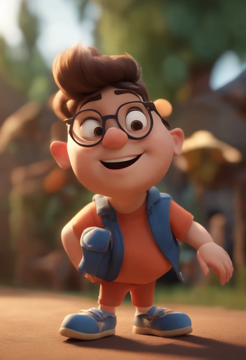 Cartoon character of a woman wearing black glasses and a blue shirt, um personagem animado, Caractere estilizado, animation style rendering, 3D estilizado, Arnold Maya render, 3 d render stylized, toon render keyshot, Personagem 3D, Personagem 3D, 3d rendering stylized, 3 d character render, personagem de desenho animado, Personagem de close up, Pose de personagem, (Estilo Pixar) (master part:1.2) (Bokeh) (best quality) (pele detalhada) (textura detalhada) (8k) (argila) (Cinematic lighting) (foco nítido,Senta e vaza a parte superior do corpo nua gostosa