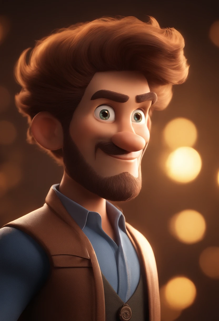 Personagem dos desenhos animados de um homem bem forte, cabelo curto marrom escuro e uma regatazul, animation character, fundo de academia,Caractere estilizado, animation style rendering, 3D estilizado, Arnold Maya render, 3 d render stylized, toon render keyshot, Personagem 3D, Personagem 3D, 3d rendering stylized, 3 d character render, personagem de desenho animado, Pose de personagem, (Estilo Pixar) (master part:1.2) (Bokeh) (best quality) (pele detalhada) (textura detalhada) (8k) (argila) (Cinematic lighting) (foco nítido