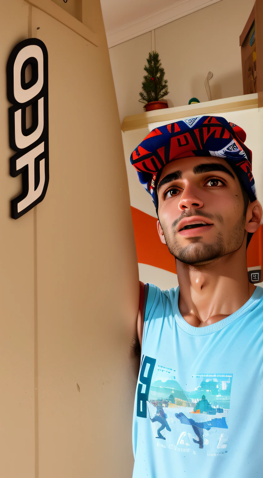 Homem arafed segurando uma prancha de surf em um quarto com uma parede vermelha, david rios ferreira, caio santos, Retrato de Danny Gonzalez, Carmelo Blandino, andrea rocha, foto de perfil, imagem de perfil, inspirado em Nathan Oliveira, Pablo Perdomo, icaro carvalho, Jamie Reid, Foto de perfil, foto do perfil, Nick Silva, foto de perfil